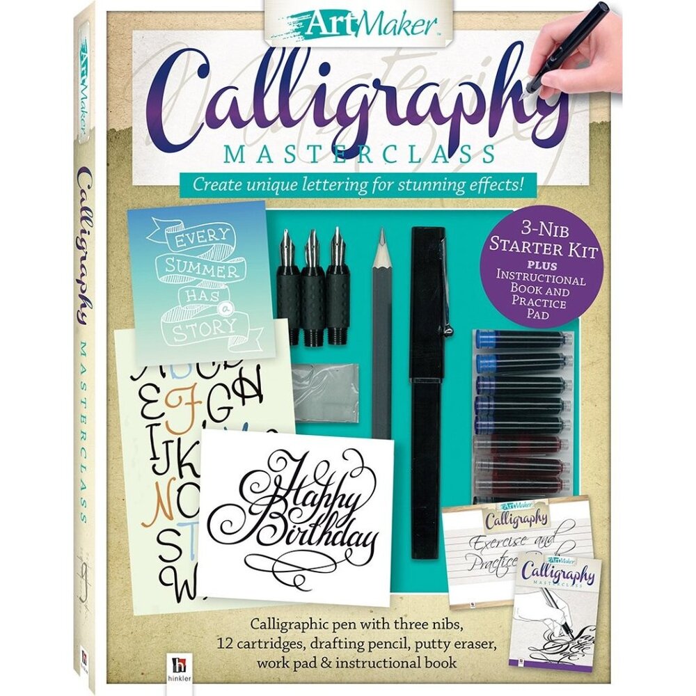 Art Maker Calligraphy Masterclass Kit -3 Nib Starter Kit plus Instructional Book